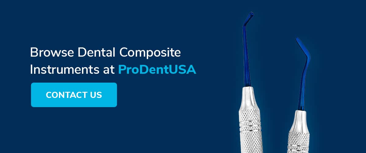 dental composite instruments over blue background